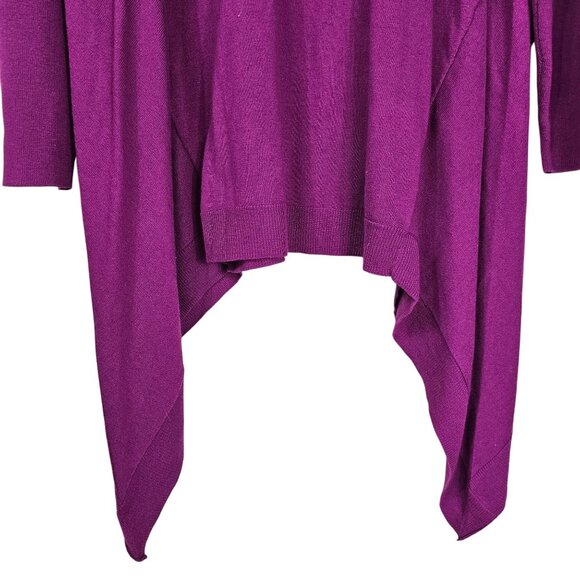 Chicos Fuchsia Turtleneck Sweater XL Sharkbite Hem Drapey Lightweight Layer - Picture 5 of 11
